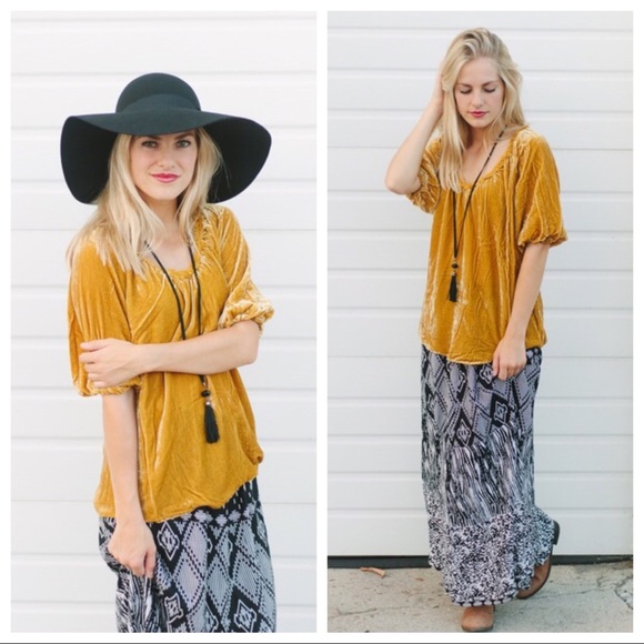 Sundance Tops - Sundance | mustard velvet boho top